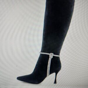 Vince Camuto Black Heeled Boots with Silver Accent